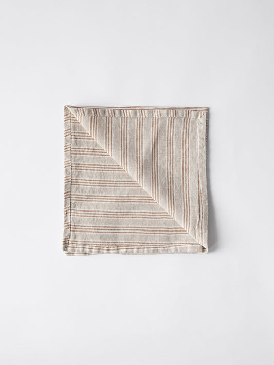 Tell me more - linneservett hazelnut stripe